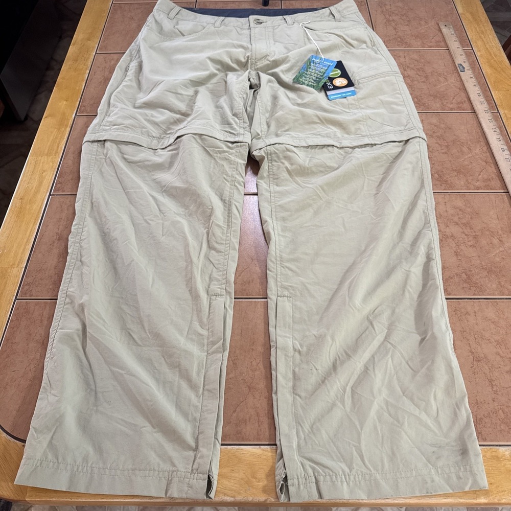 ExOfficio Insect Shield Convertible Hiking Pants Khaki Nylon 36 x 31 NWT $115